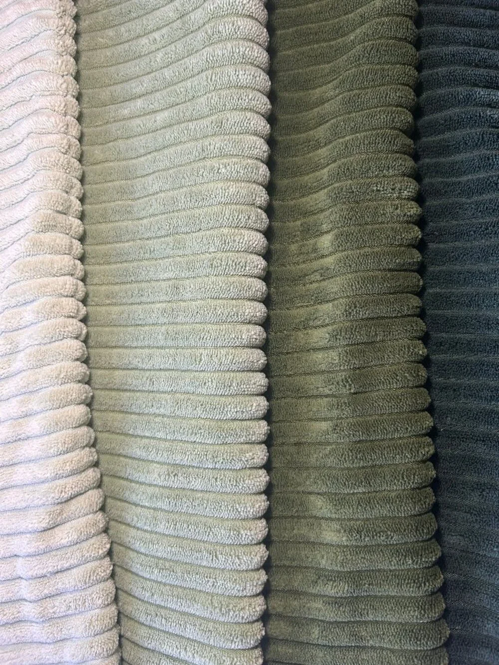 Set of 4 Green Ribbed Plush Throw Pillow Covers Ombre Shades ~17.5